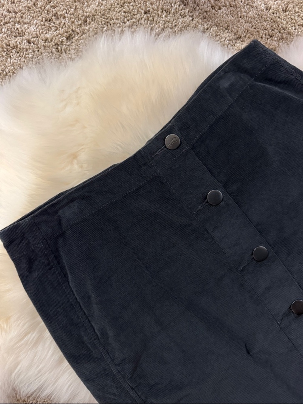 Toad&Co Charcoal Gray Button Front Organic Cotton Corduroy Mini Skirt Size 4 - Picture 3 of 8